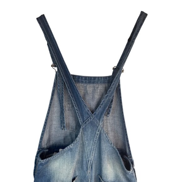 ZARA Z1975  Distressed Size Small Denim Overalls Adjustable Straps - Picture 7 of 13